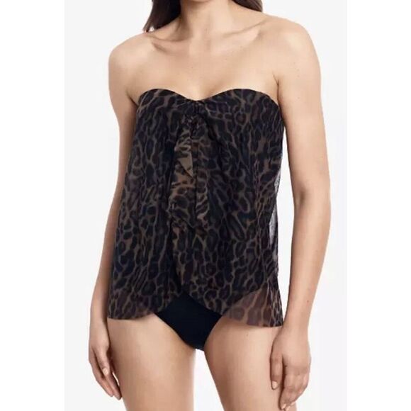 LAUREN By Ralph Lauren Ocelot Leopard Print Fly Away One-Piece Swimsuit Size 18 - Picture 2 of 13